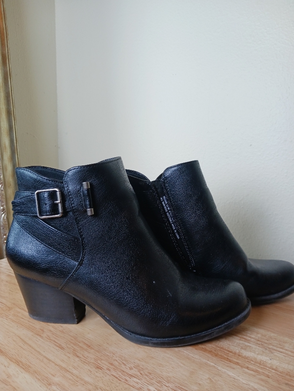 boc Black Leather Buckle Ankle Booties